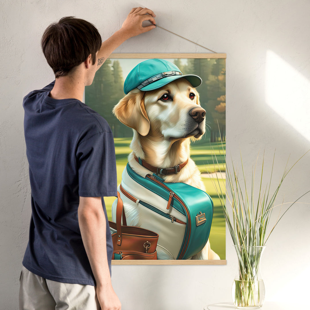 Poster with hangers-Labrador Retriever Golfer V10