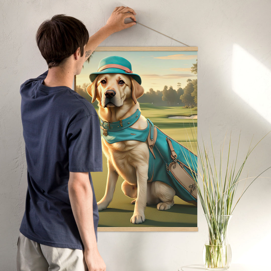 Poster with hangers-Labrador Retriever Golfer V12