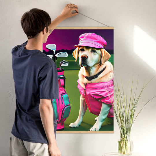 Poster with hangers-Labrador Retriever Golfer V17