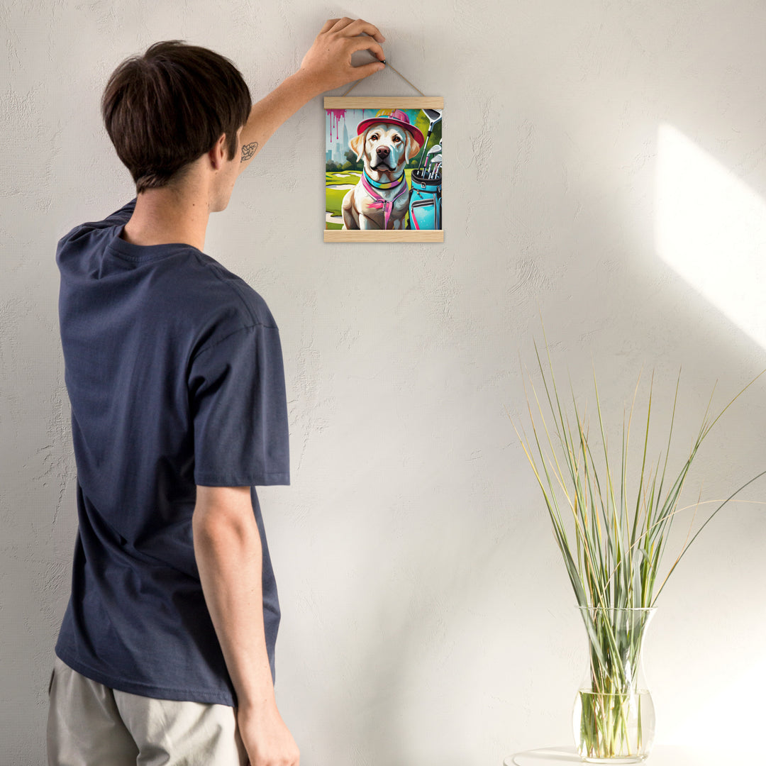 Poster with hangers-Labrador Retriever Golfer V15