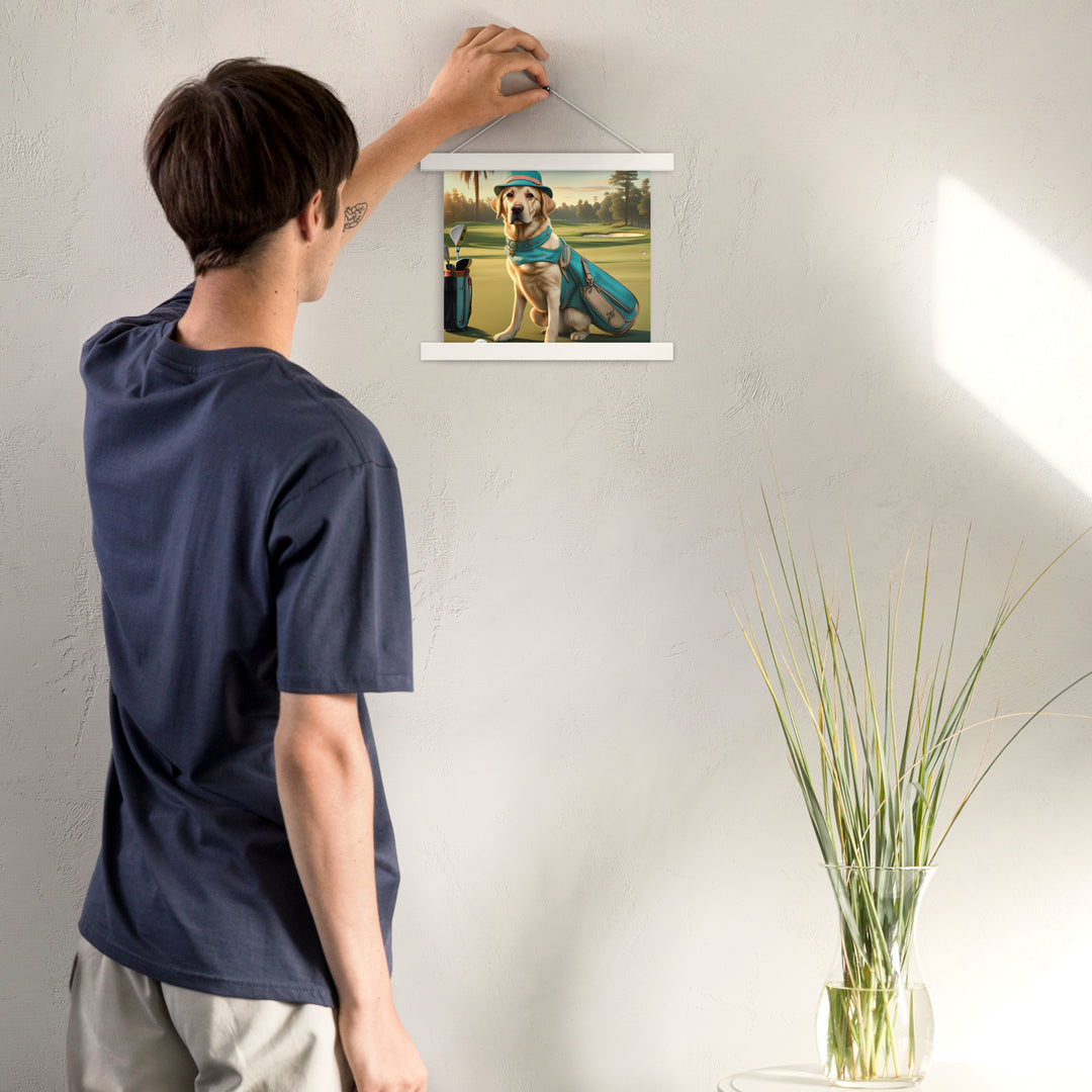 Poster with hangers-Labrador Retriever Golfer V12