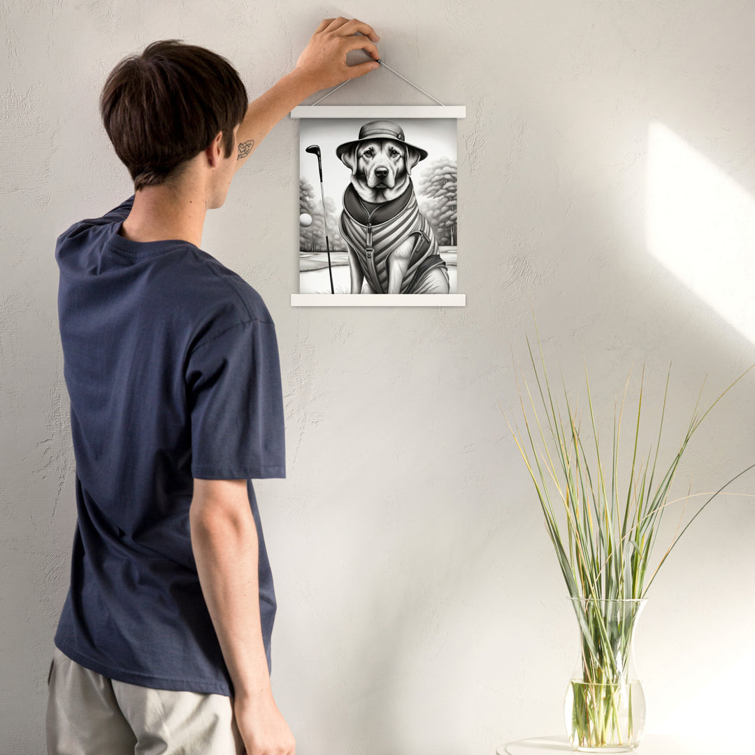 Poster with hangers-Labrador Retriever Golfer V7