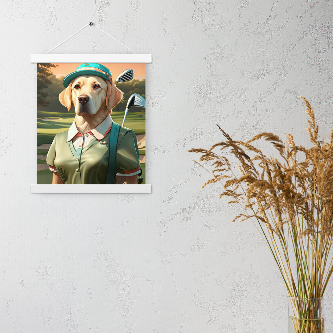 Poster with hangers-Labrador Retriever Golfer V14