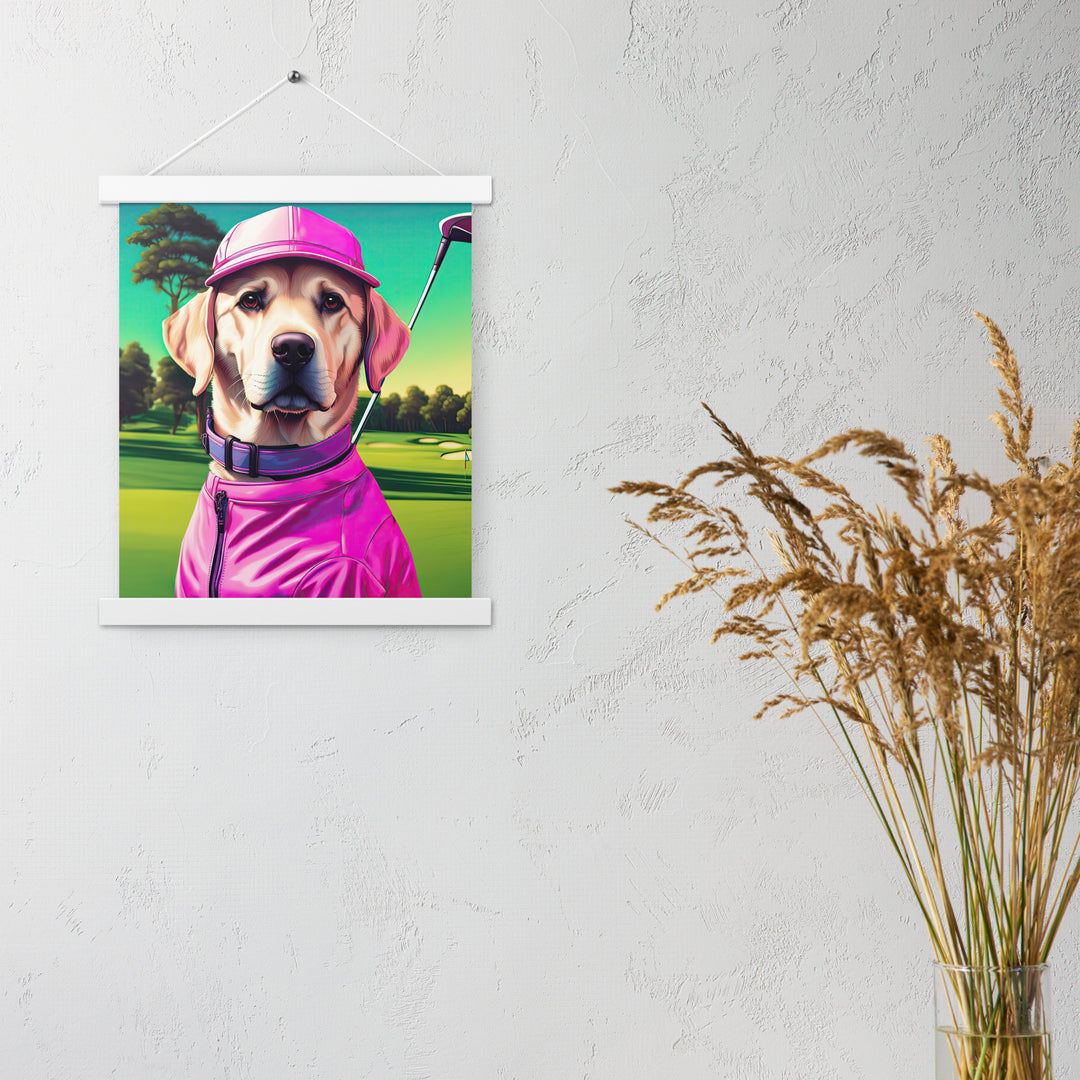 Poster with hangers-Labrador Retriever Golfer V16