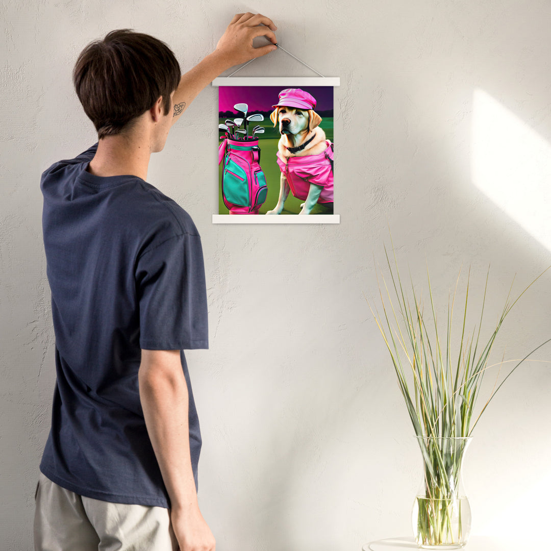 Poster with hangers-Labrador Retriever Golfer V17