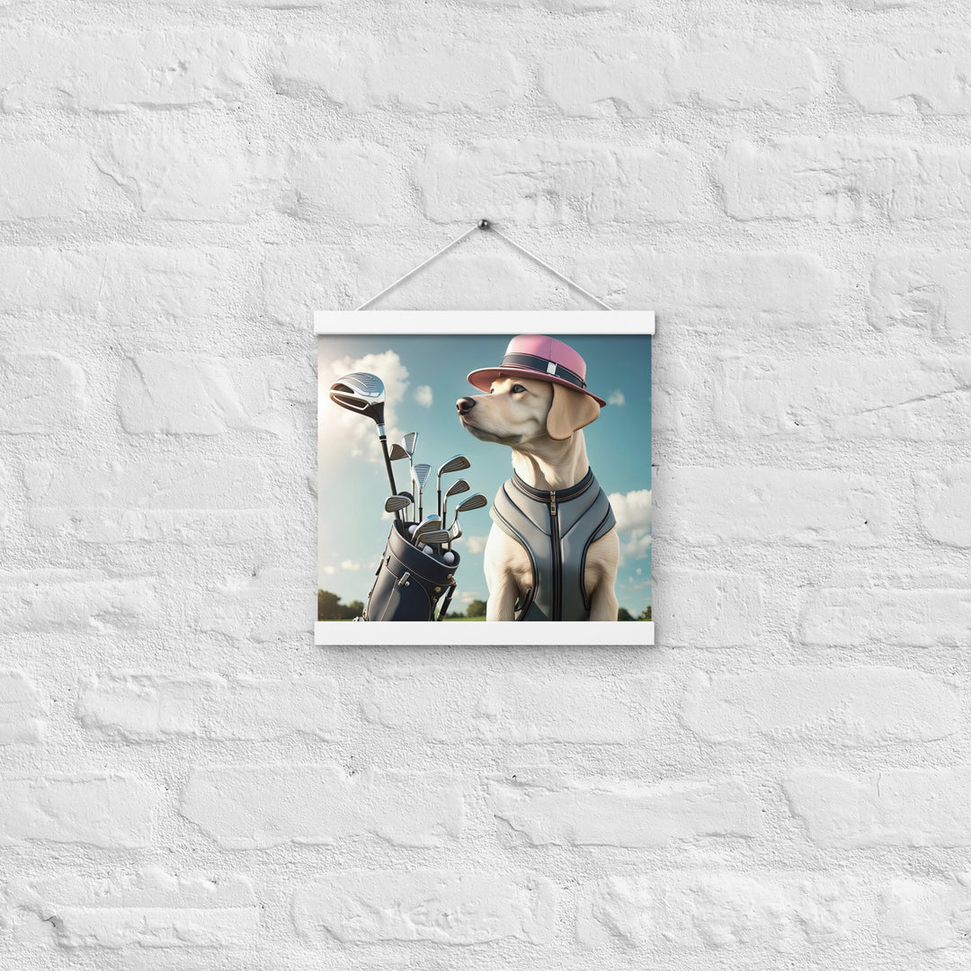 Poster with hangers-Labrador Retriever Golfer V4