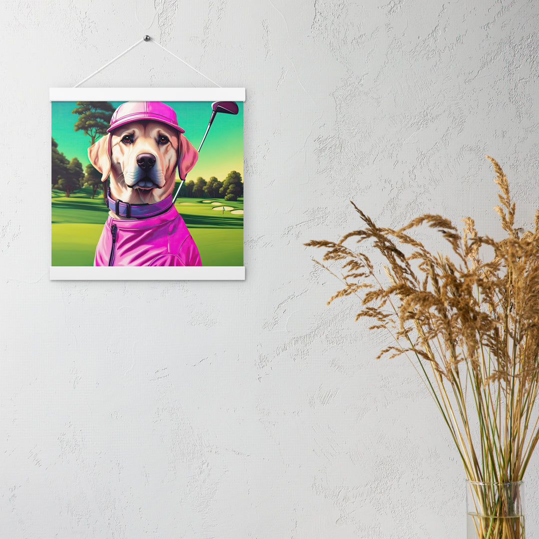 Poster with hangers-Labrador Retriever Golfer V16