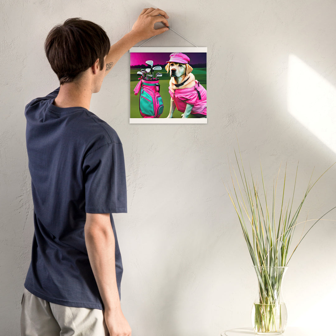 Poster with hangers-Labrador Retriever Golfer V17