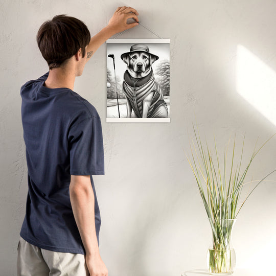 Poster with hangers-Labrador Retriever Golfer V7