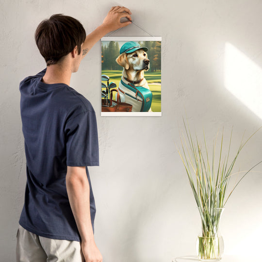 Poster with hangers-Labrador Retriever Golfer V10