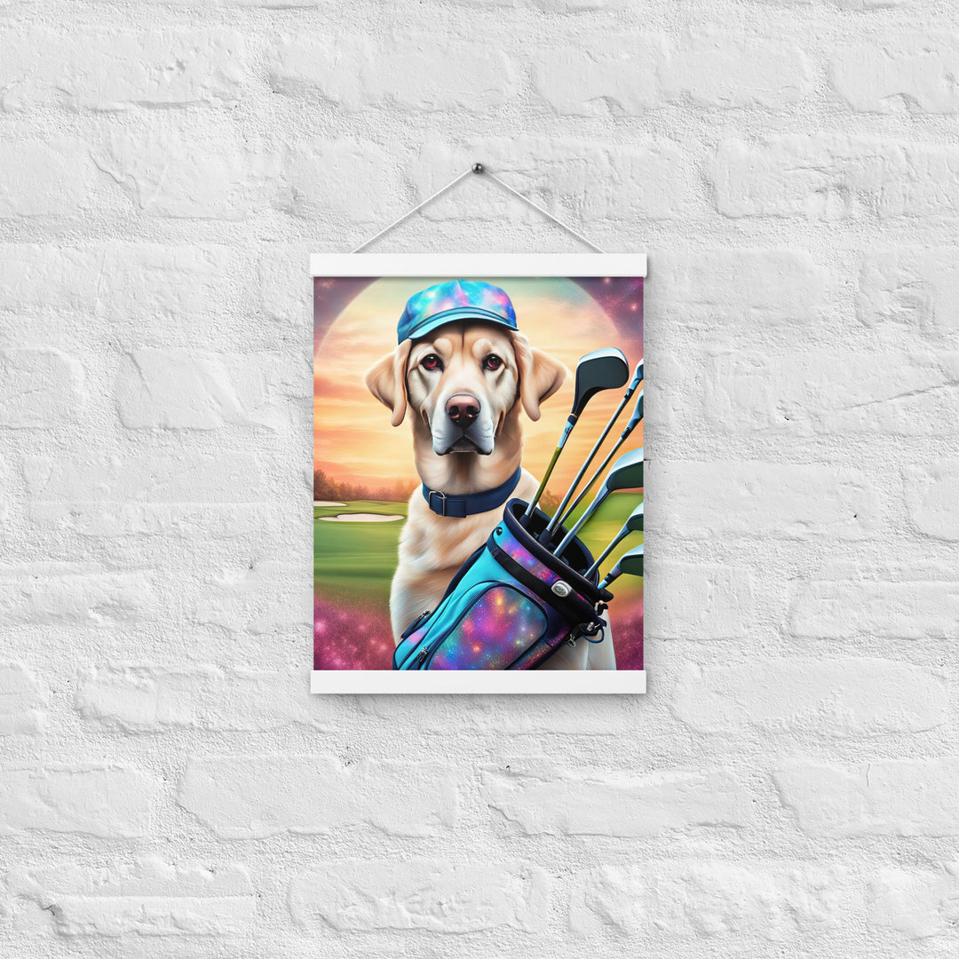 Poster with hangers-Labrador Retriever Golfer V13