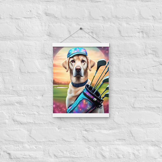 Poster with hangers-Labrador Retriever Golfer V13