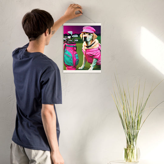 Poster with hangers-Labrador Retriever Golfer V17