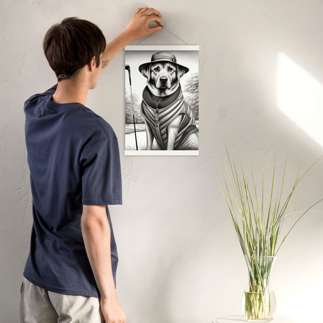 Poster with hangers-Labrador Retriever Golfer V7