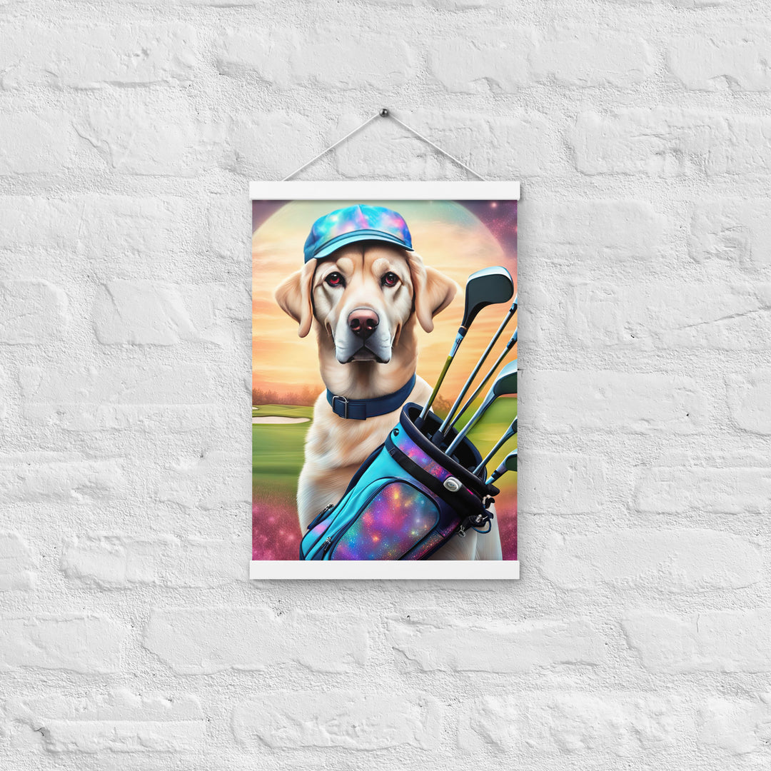 Poster with hangers-Labrador Retriever Golfer V13