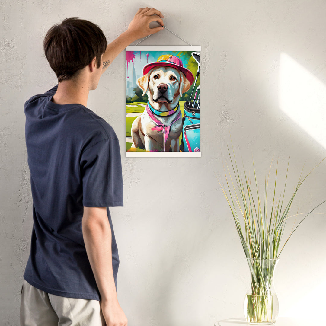 Poster with hangers-Labrador Retriever Golfer V15