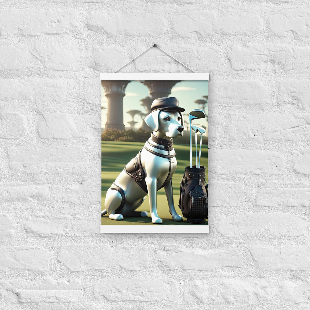 Poster with hangers-Labrador Retriever Golfer V18