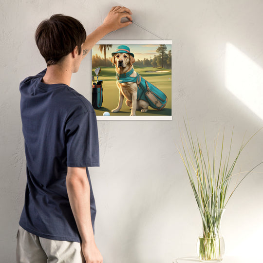 Poster with hangers-Labrador Retriever Golfer V12