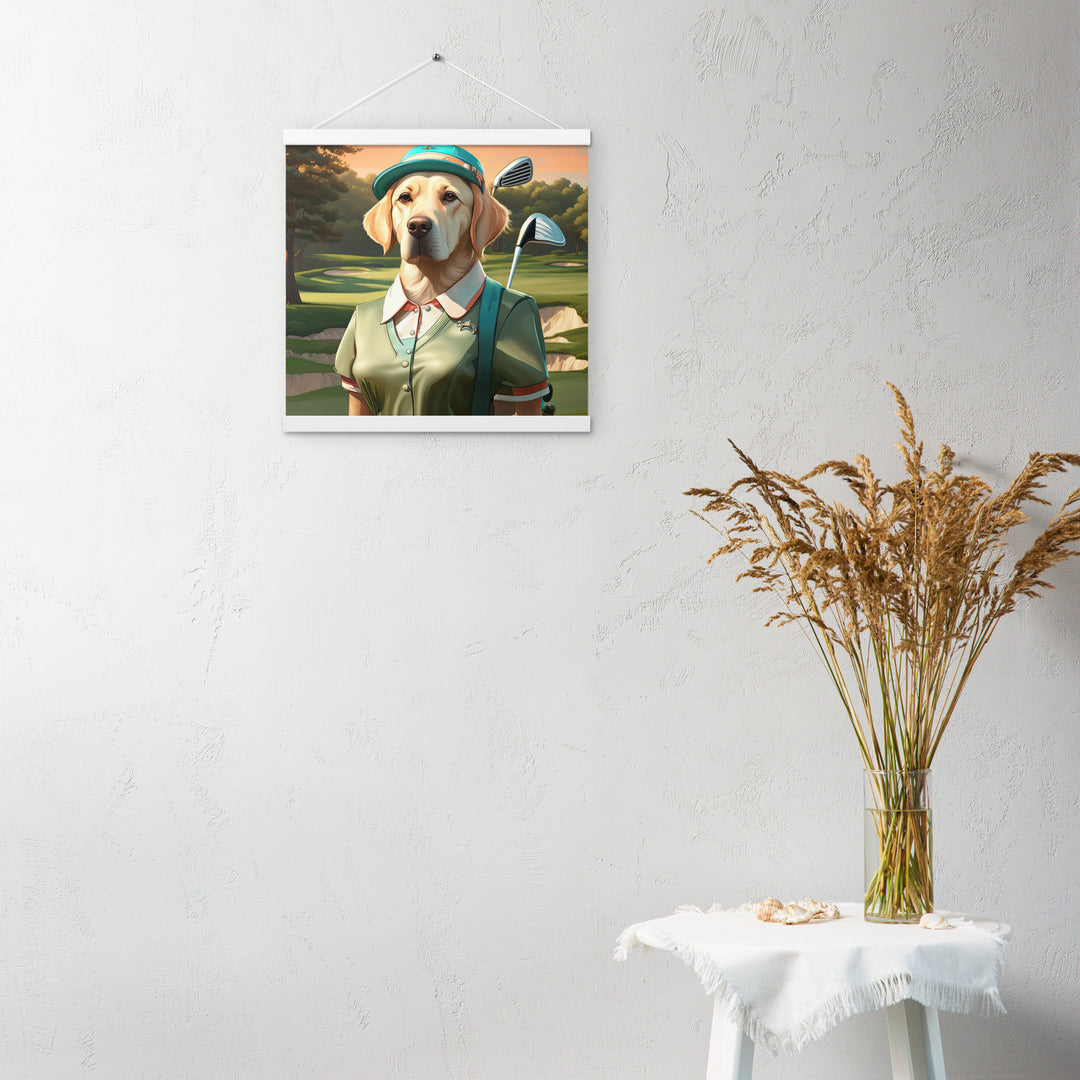 Poster with hangers-Labrador Retriever Golfer V14