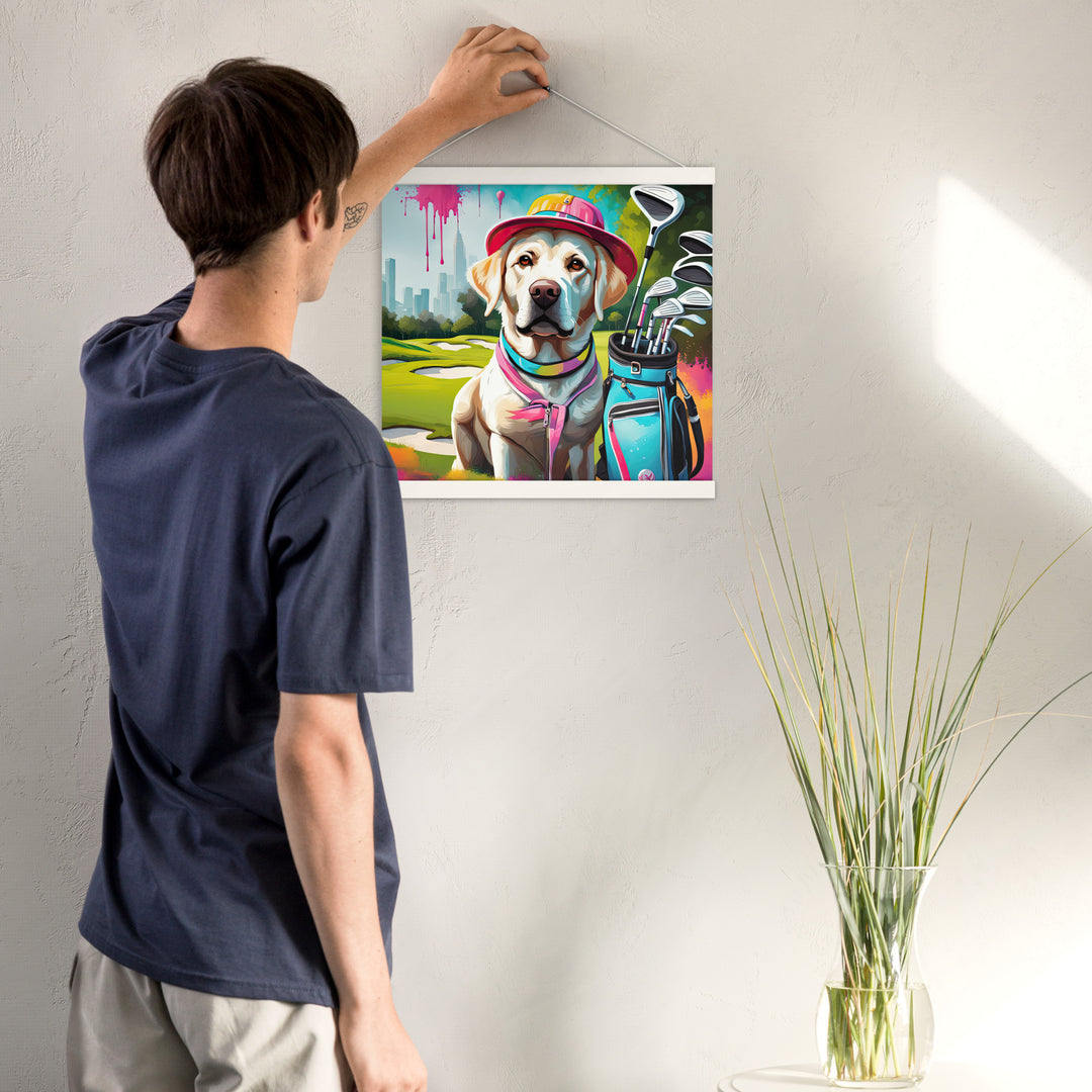 Poster with hangers-Labrador Retriever Golfer V15