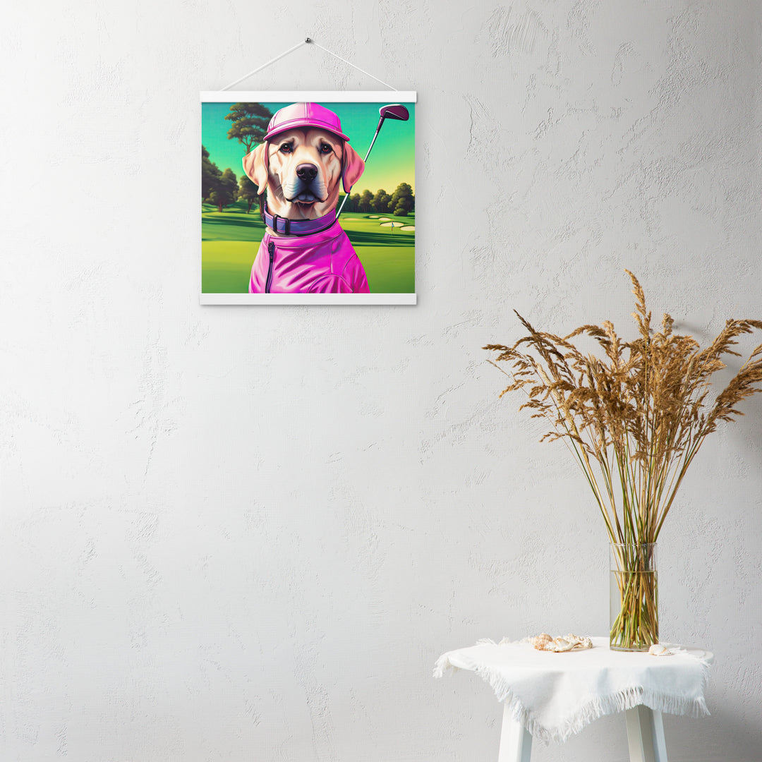 Poster with hangers-Labrador Retriever Golfer V16