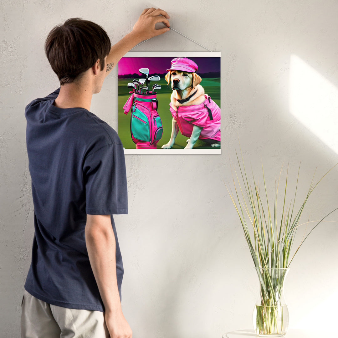 Poster with hangers-Labrador Retriever Golfer V17