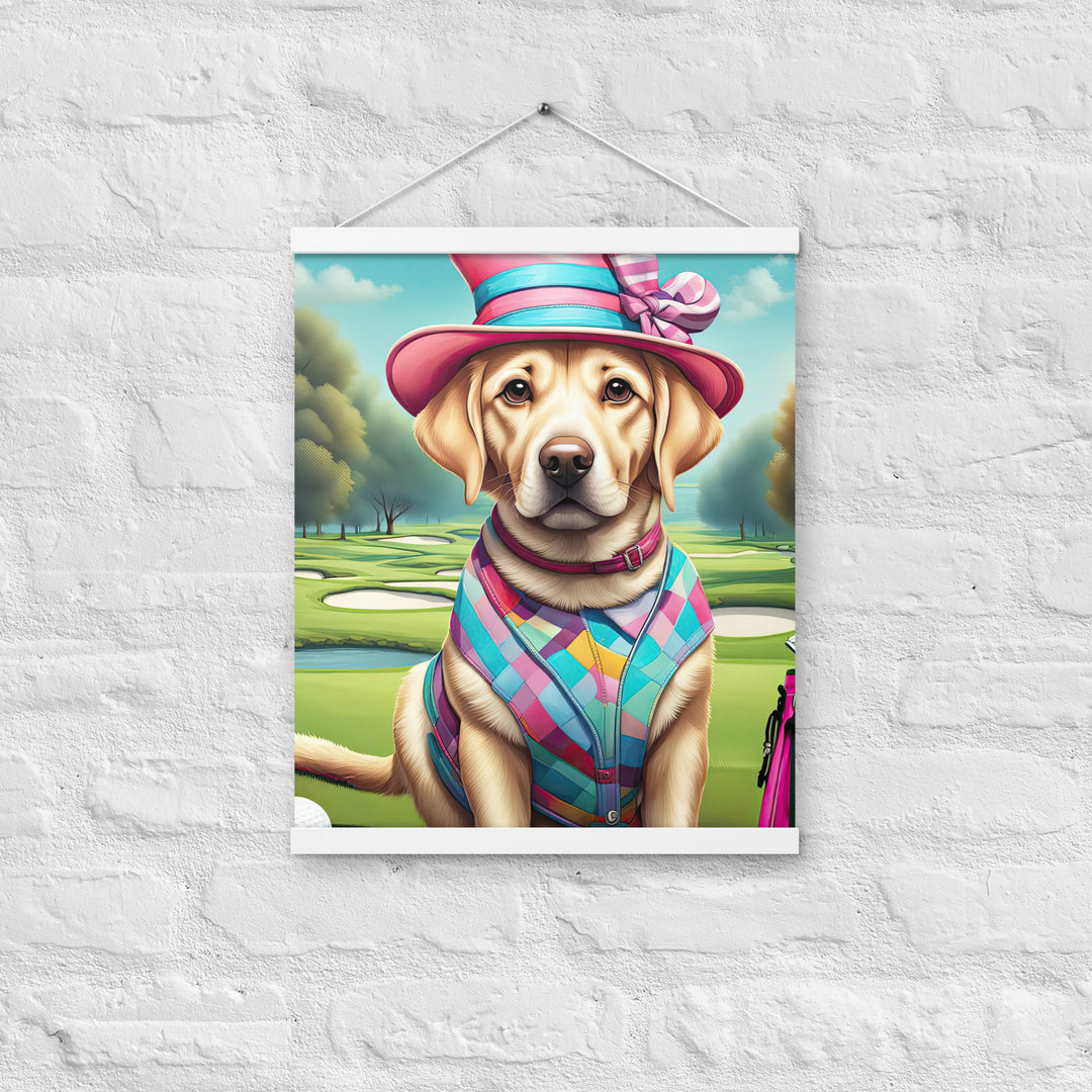 Poster with hangers-Labrador Retriever Golfer V9