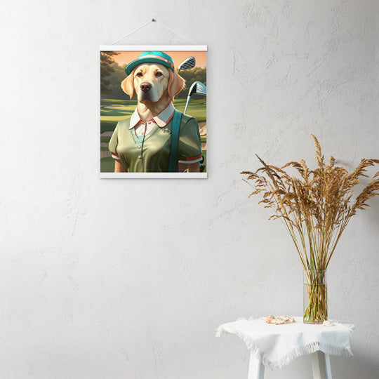 Poster with hangers-Labrador Retriever Golfer V14