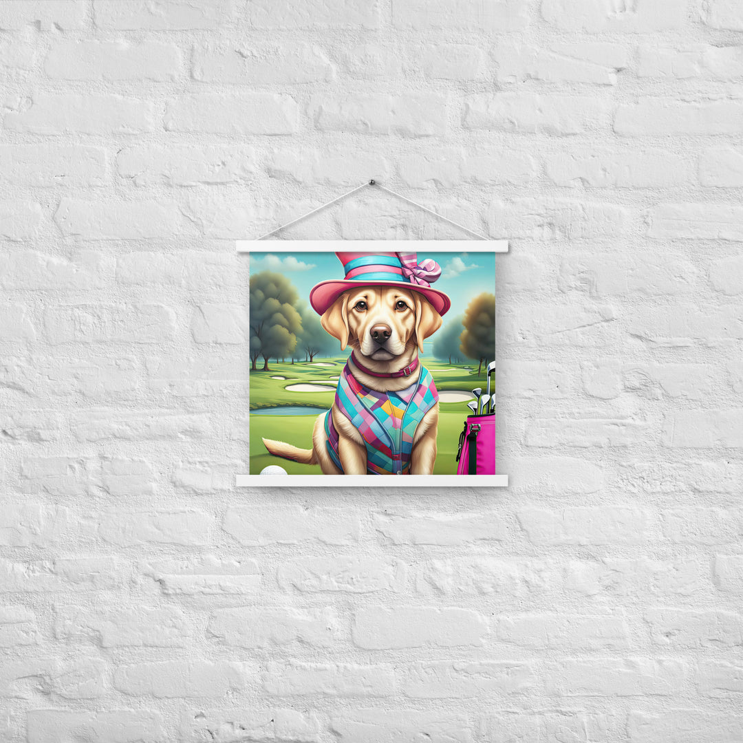 Poster with hangers-Labrador Retriever Golfer V9