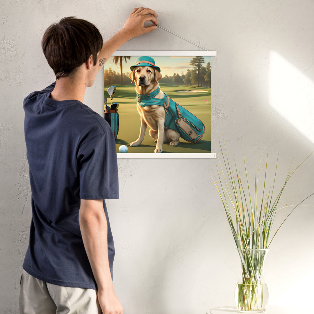 Poster with hangers-Labrador Retriever Golfer V12