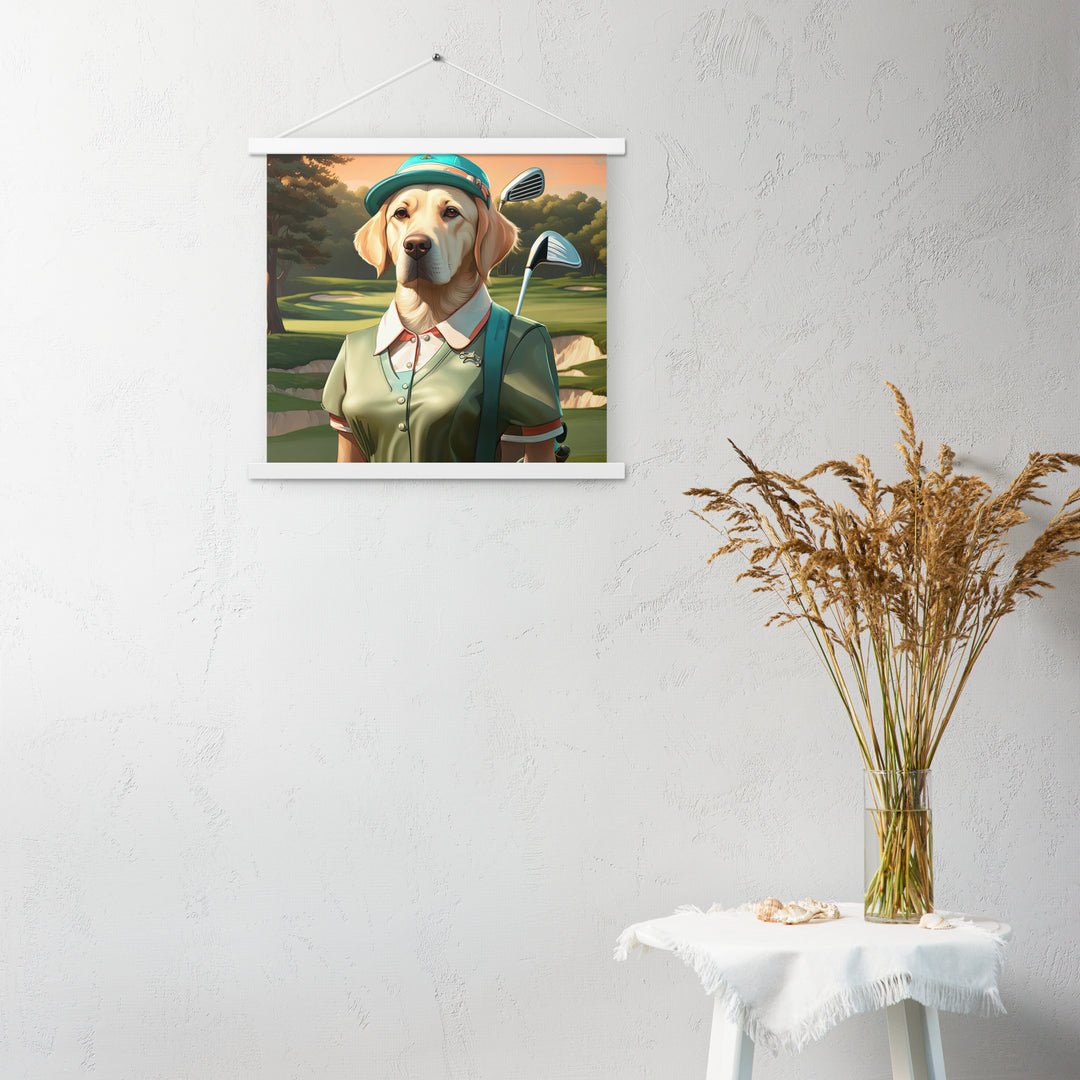 Poster with hangers-Labrador Retriever Golfer V14