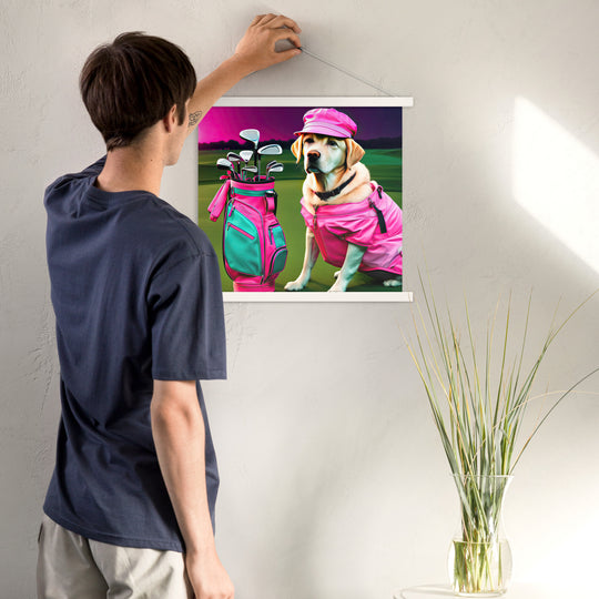 Poster with hangers-Labrador Retriever Golfer V17