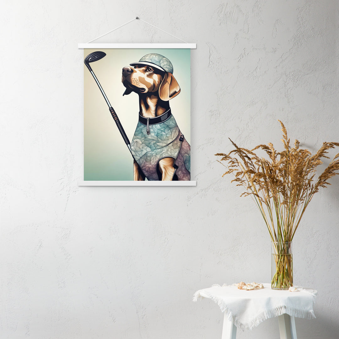 Poster with hangers-Labrador Retriever Golfer V8