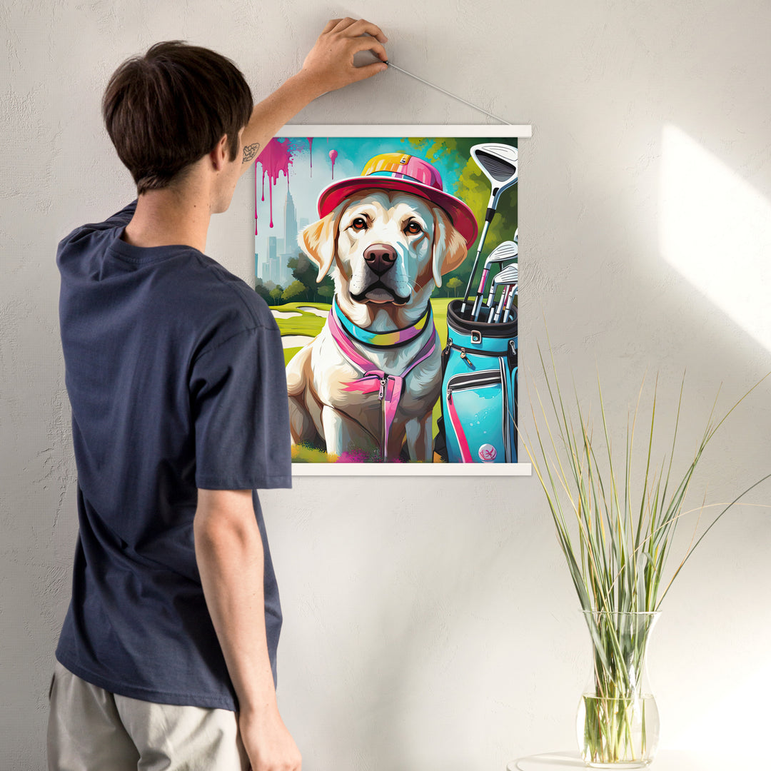 Poster with hangers-Labrador Retriever Golfer V15