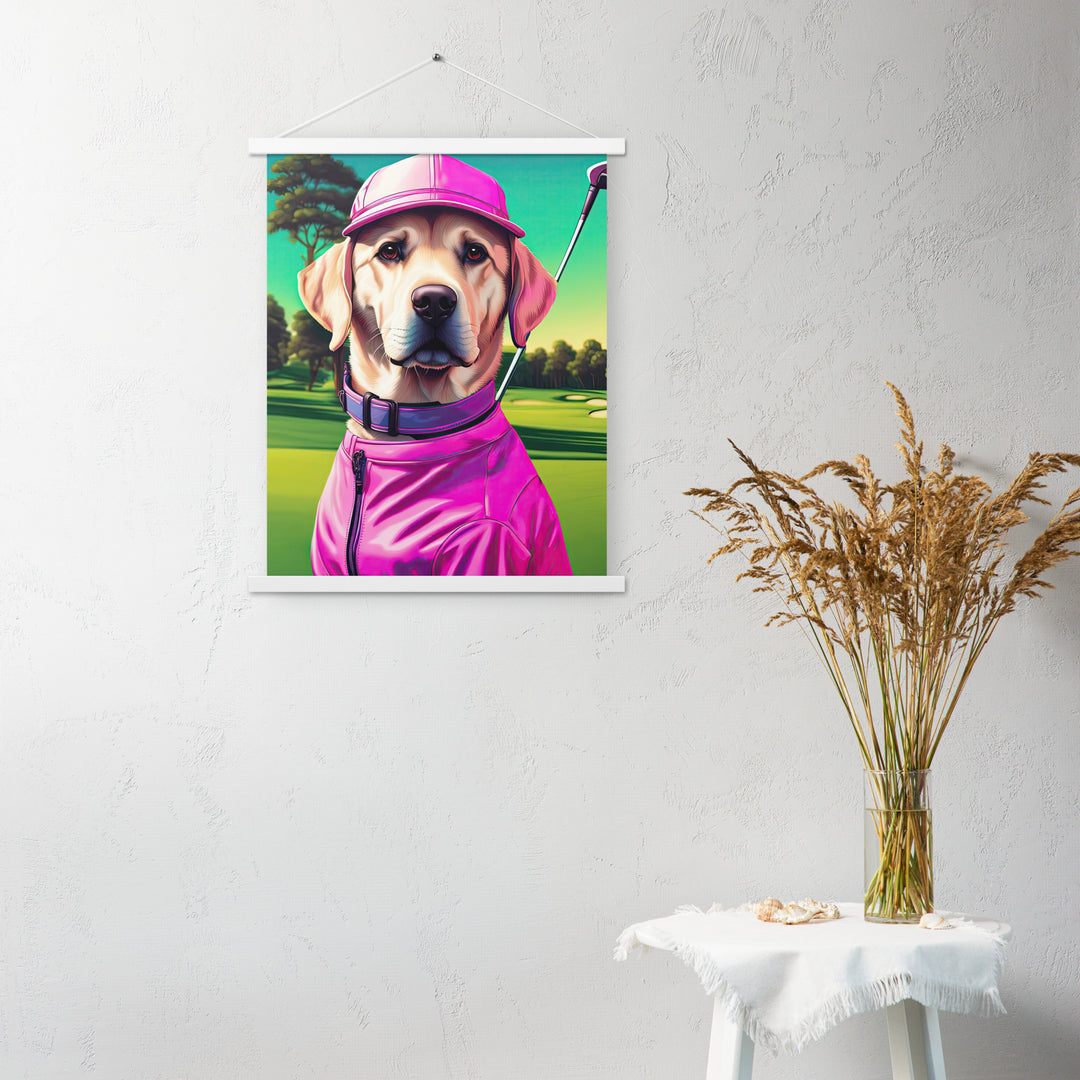 Poster with hangers-Labrador Retriever Golfer V16