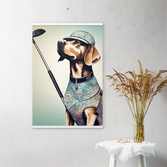 Poster with hangers-Labrador Retriever Golfer V8