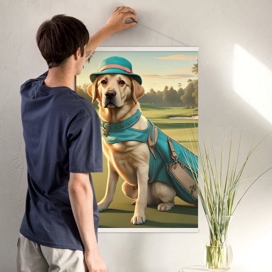 Poster with hangers-Labrador Retriever Golfer V12