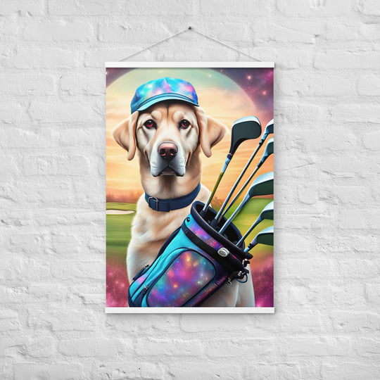 Poster with hangers-Labrador Retriever Golfer V13