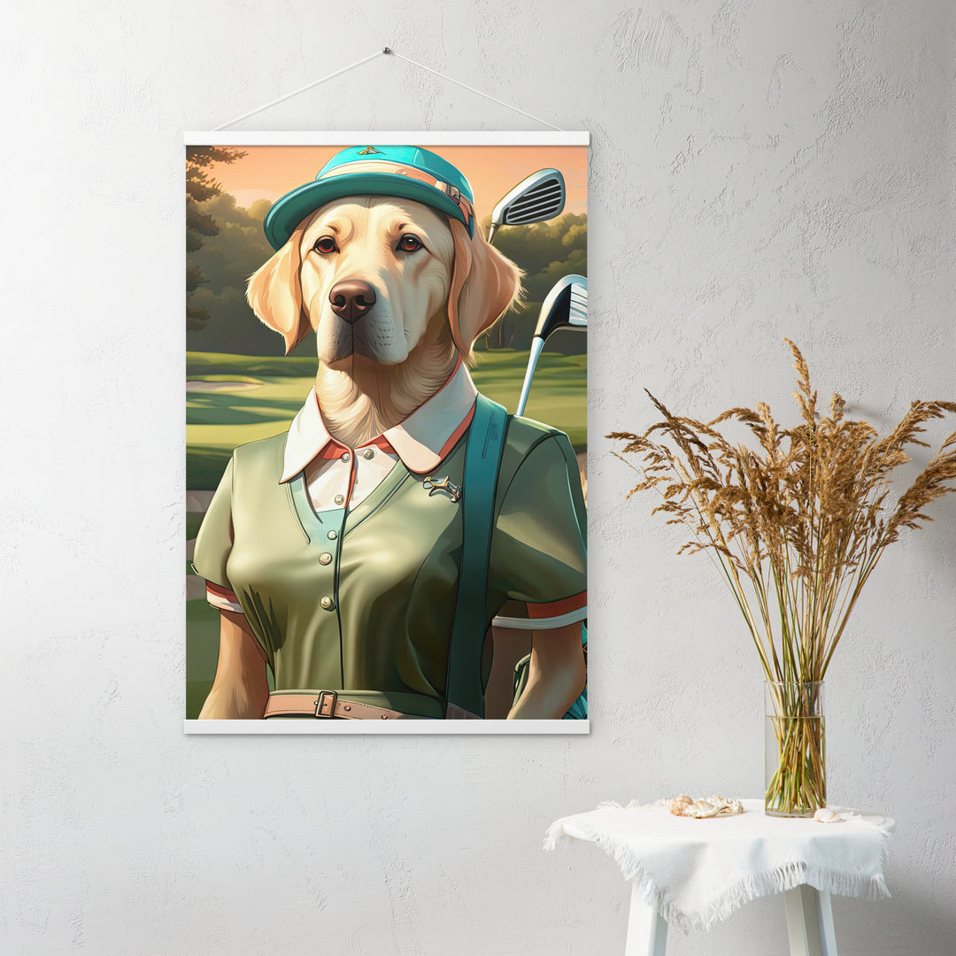 Poster with hangers-Labrador Retriever Golfer V14