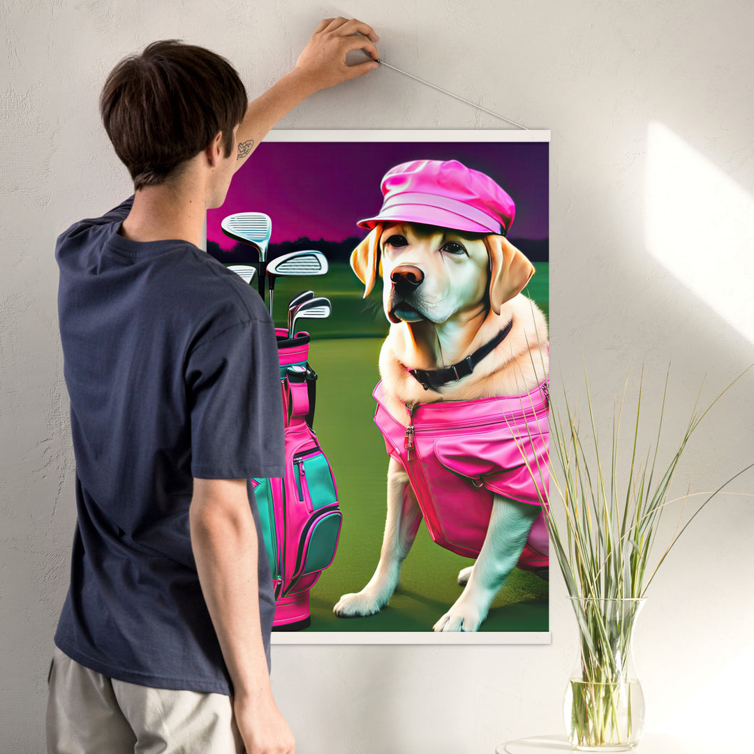 Poster with hangers-Labrador Retriever Golfer V17