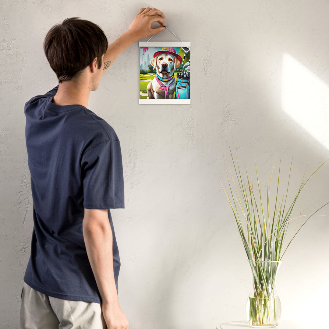 Poster with hangers-Labrador Retriever Golfer V15