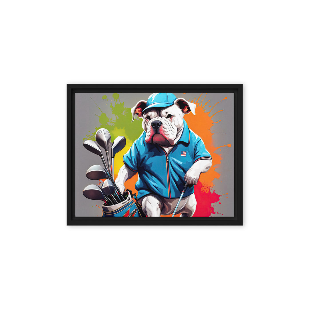 Bulldog Golfer- Framed canvas v2