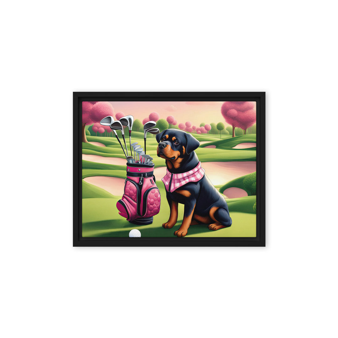 Rottweiler Golfer- Framed canvas