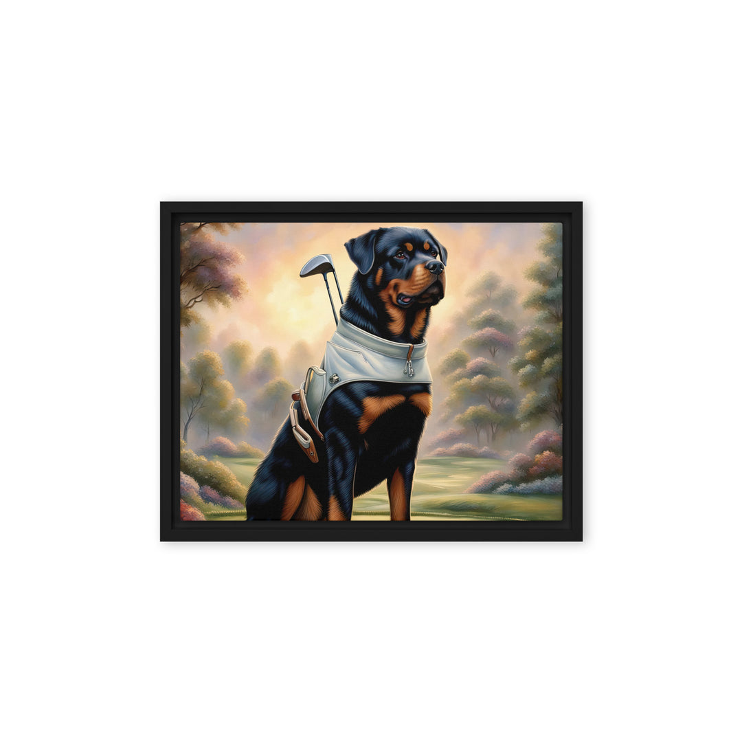 Rottweiler Golfer- Framed canvas v2