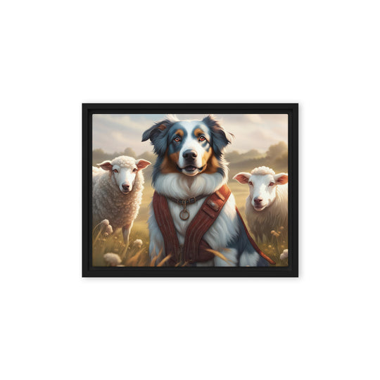 Australian Shepherd- Framed canvas v4