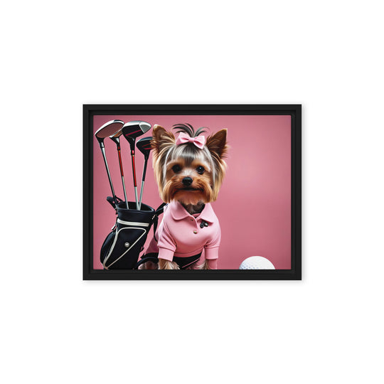 Yorkshire Terrier Golfer- Framed canvas