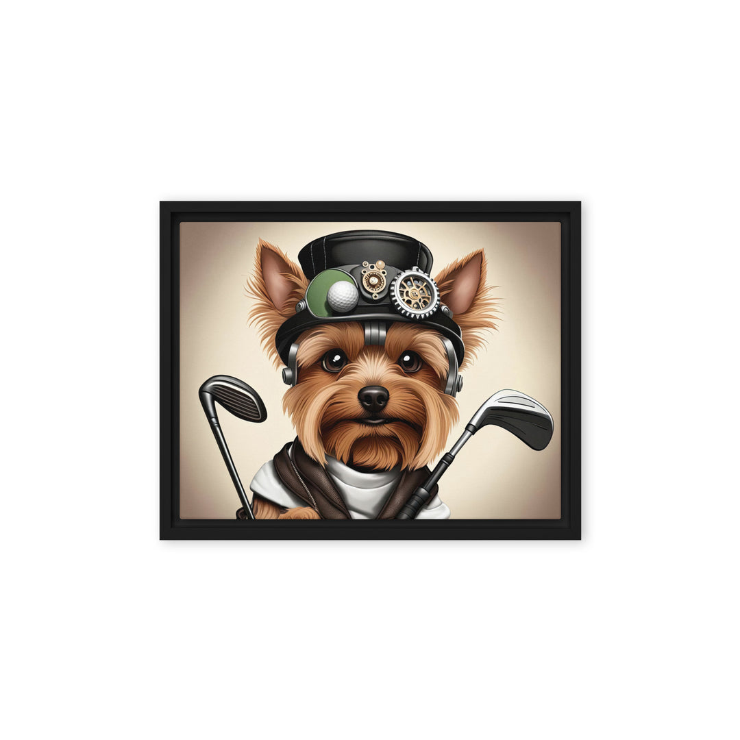 Yorkshire Terrier Golfer- Framed canvas v3