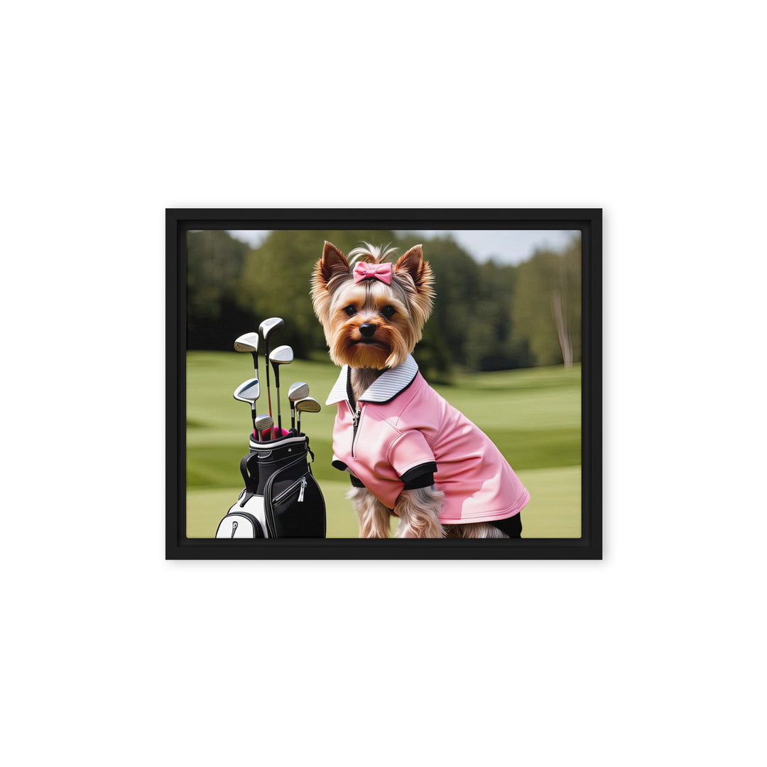 Yorkshire Terrier Golfer- Framed canvas v2