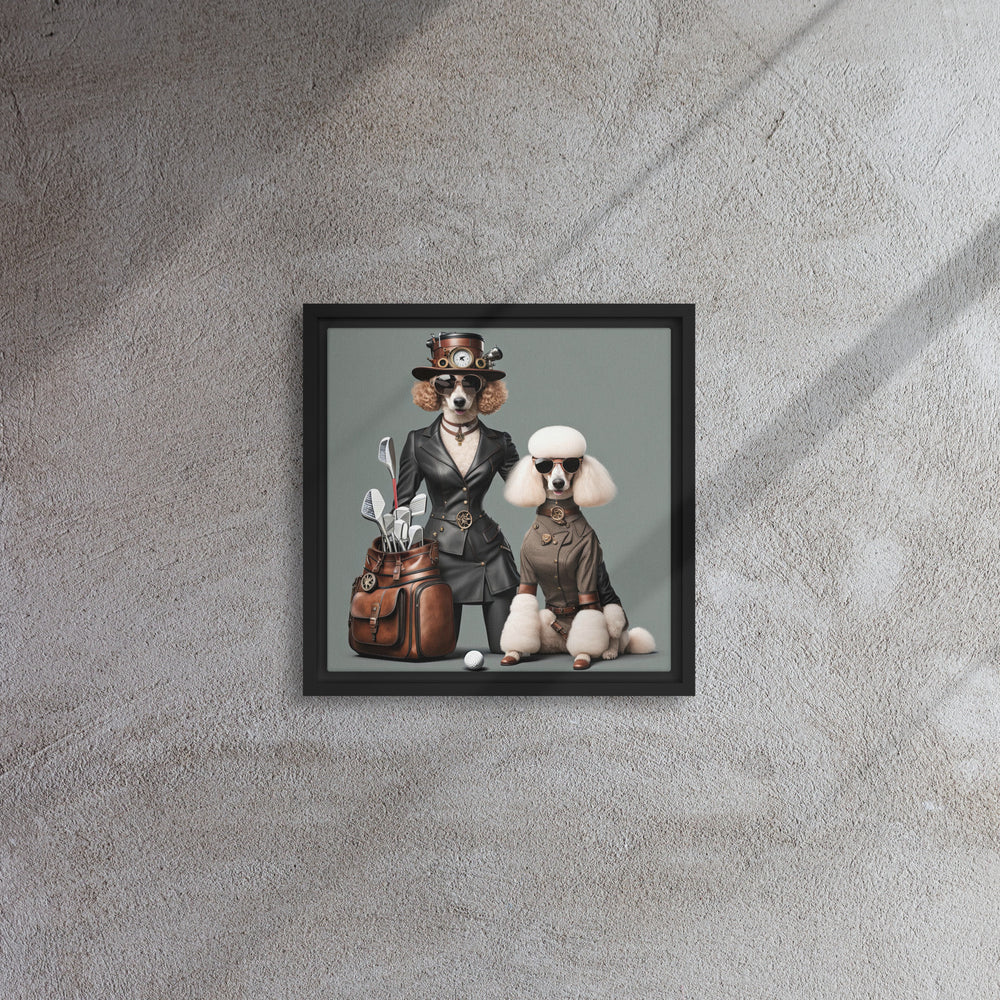 Poodle Golfer- Framed canvas v2