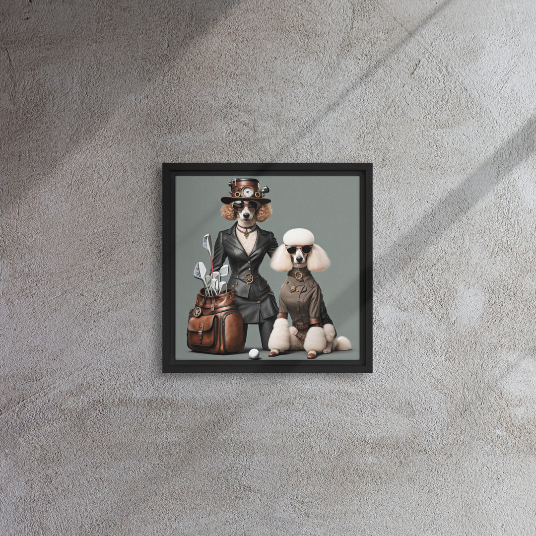 Poodle Golfer- Framed canvas v2